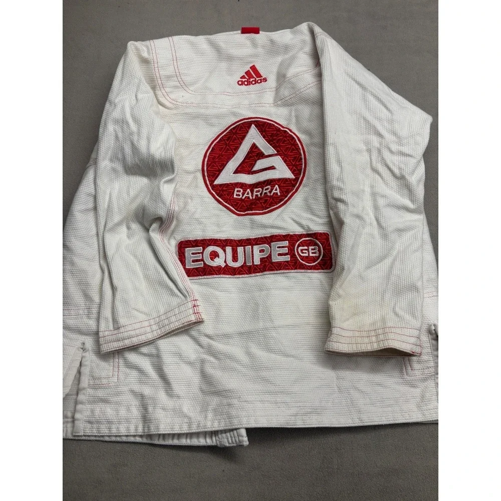 Adidas Gracie Barra Equipe GB Jiu-Jitsu Gi Jacket White Red R0 BJJ Kimono